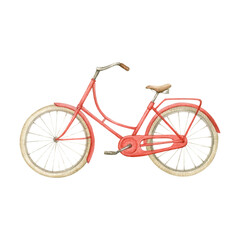 Fototapeta premium Watercolor red bicycle isolated on white background