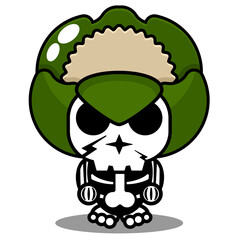 vector cartoon character mascot costume human skull vegetable cute cauliflower