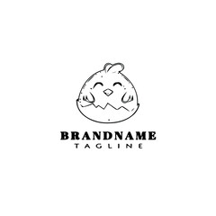 easter chick logo cartoon icon design template black isolated vector illustration