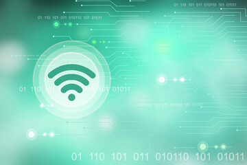 2d illustration wifi wi-fi futuristic technology background concept
