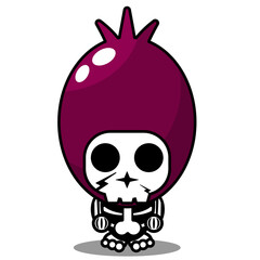 vector cartoon character cute red onion vegetable skull mascot costume character