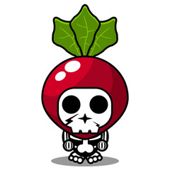 vector cartoon character mascot costume human skull vegetable radish cute