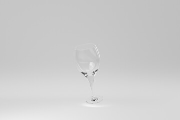 Empty wine glass on white background. Design Template, Mock up. 3D render.