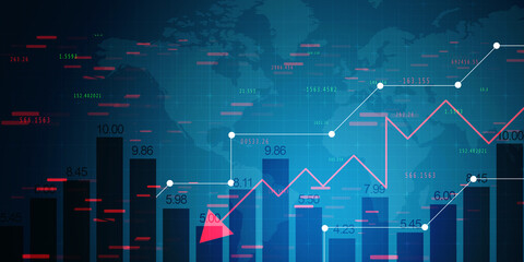 2d rendering Stock market online business concept. business Graph