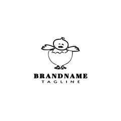 easter chick logo cartoon icon design template black isolated vector illustration