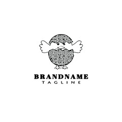 easter chick logo cartoon icon design template black isolated vector illustration