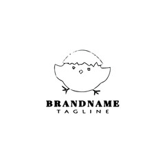 easter chick logo cartoon icon design template black isolated vector illustration