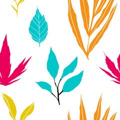 trendy leaves seamless pattern for design, stationery, wallpaper, textile, fashion.