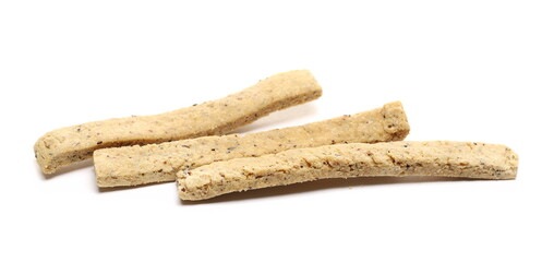 Integral sticks with buckwheat and millet isolated on white