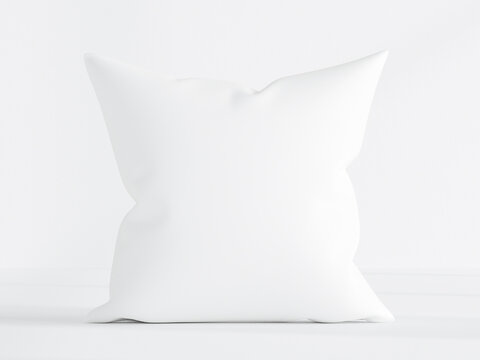 white square pillow on white background, pillow mockup, 3d render