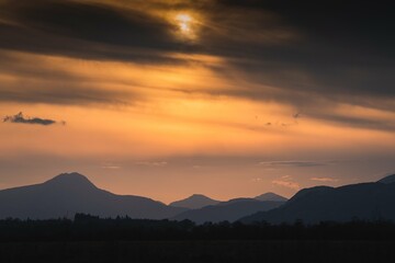 sunset in the mountains
