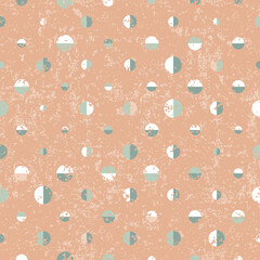 Colourful cute seamless geometric vector pattern with polka dots on mottled background. Playful stylish texture for wallpaper, wrapping paper and fashion fabrics.