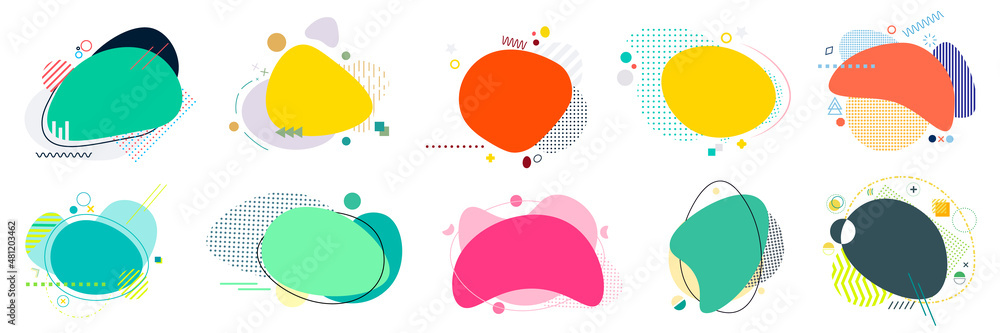 Wall mural set of 10 abstract pop art color paint splash pattern backgrounds. memphis geometry background