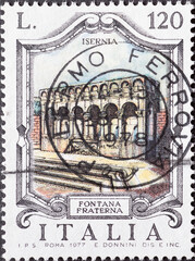 Italy - circa 1977: a postage stamp from Italy showing the Fountains- Isernia