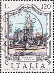 Italy - circa 1977: a postage stamp from Italy showing den Fountains- Palmi