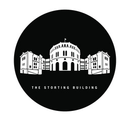 Norway Storting Building Icon. Norway parliament vector.