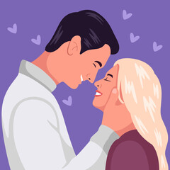 Couple with happiness expression. Romance icon concept isolated premium vector