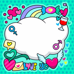 Illustration of bubble sign love vector. Symbol icon concept isolated premium vector