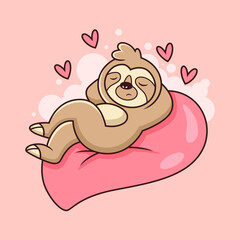 Fototapeta premium Cartoon sloth relax with Love. Animal icon concept isolated premium vector