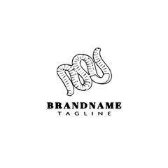 earthworm cartoon logo template icon design black isolated vector illustration