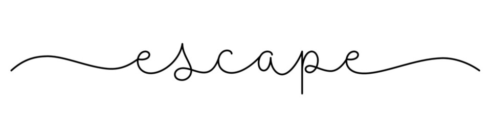 ESCAPE black vector monoline calligraphy banner with swashes