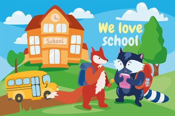 Naklejka premium We love school concept background