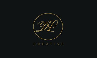 DL is a stylish logo with a creative design and golden color.