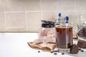 Modern Dissolvable Drinks concept, healthy homemade dissolvable frozen dried coffee espresso cubes 