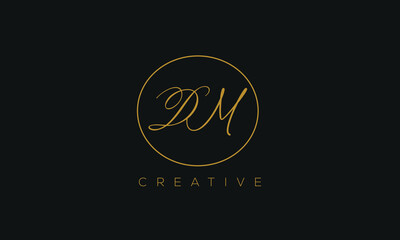 DM is a stylish logo with a creative design and golden color.