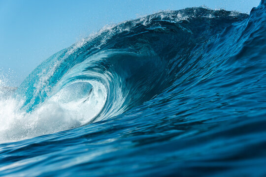 Foamy waves rolling up in ocean