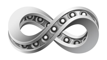 Bearing curved like infinity sign. Industrial technology and machine engineering symbol. Realistic vector isolated illustration. - 481206239