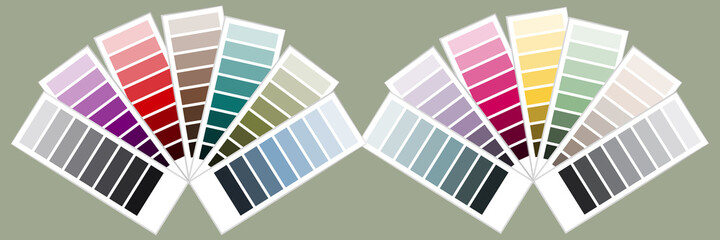 Color palette guide. Catalogue cards. Fashion Trend Color guide palette 2022-23. Color palette for fashion designers, fashion business, garments, and paints companies
