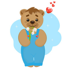 Cartoon character Teddy Bear in love