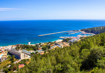 View of the docks in Sesimbra, Portugal