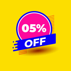 Discount tag with 5% off. Sale Tag of special offers. An ad with a red tag for an advertising campaign at retail. Vector design element for promotional campaign.