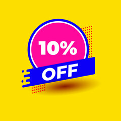 Discount tag with 10%. Special offer price tag, sign, label, icon for an advertising campaign at retail. Design element for promotional ad.