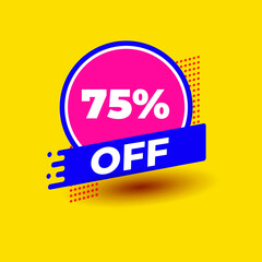 75% Off Sale Discount Tag, Sticker, Label, Sign, Price tag with 75% Percentage off. Special Offer promo design with discount sticker,discount tag,special offer 75%
