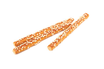 Pretzel sticks coated sesame