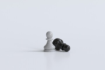 marble chess pawns on white background