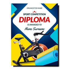 sport competition diploma. Gym poster sport workout background training flyer. Muscle event. realistic vector illustration