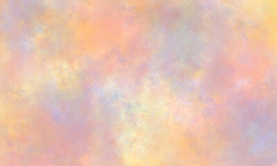 Abstract summer translucent watercolor background in green, orange, purple, blue and yellow tones. Copy space, horizontal banner.