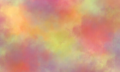 Abstract translucent watercolor background in purple, blue, yellow, orange, green and red tones. Copy space, horizontal banner.