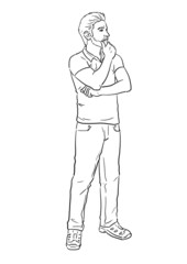 Attractive Man questioning Illustration Lineart - 481210451