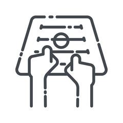 Vector line icon of gusli strings ethnic traditional musical instrument icon.