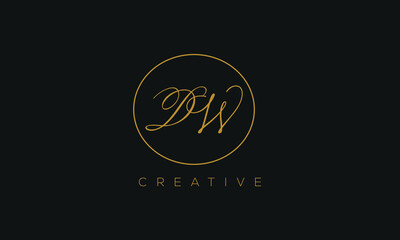 DW is a stylish logo with a creative design and golden color.