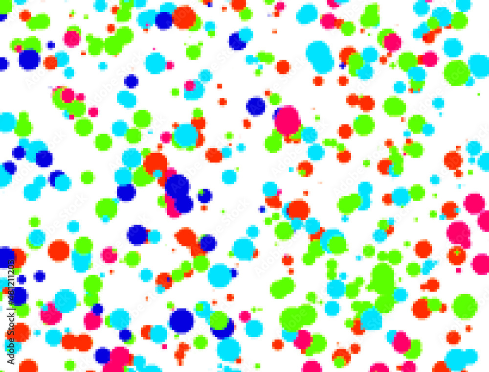 Poster multi-colored circles from pixels on a white background. 3d rendering