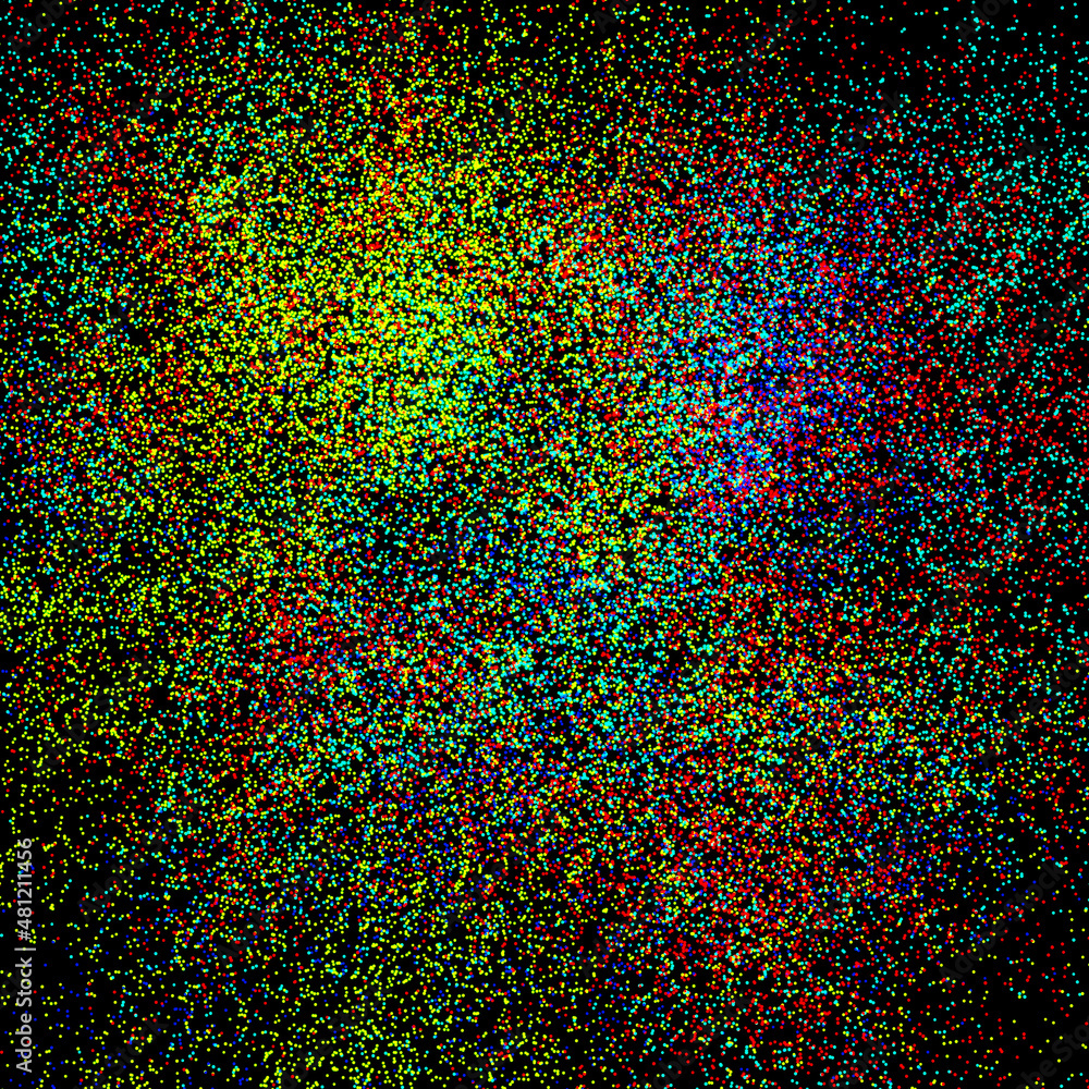 Poster many small multi-colored circles. accumulation of particles. 3d rendering