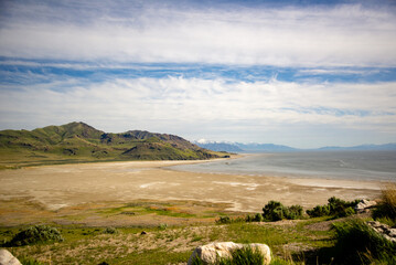 A beach at Antelope Island State Park in Salt Lake City, Utah © Alyse