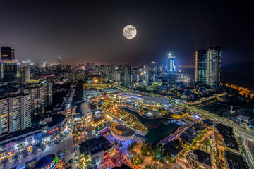 city skyline at night