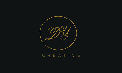 DY is a stylish logo with a creative design and golden color.